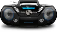 Philips Radio/CD-Player AZB798T/12 Schwarz - Radio Tuner: FM - DAB+ - Stromversorgung: Batteriebetrieb - Netzbetrieb - Detailfarbe: Schwarz - Ausstattung: Kassettendeck - Sleep-Timer - Fernbedienung - CD-Player - Typ: Portabler Radio