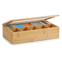 Zeller Present Bambus 36 x 20 x 9 cm, Braun - Detailfarbe: Braun - Anzahl Fächer: 10 × - Teeform: Teebeutel - Material: Acryl - Holz