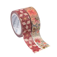 Paperblanks Washi Tape 2 Stk. Hishi/Bukett auf Elfenbein - Detailfarbe: Rot - Länge: 10 m - Set: Ja - Breite: 15 mm