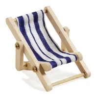 HobbyFun Mini-Möbel Liegestuhl 5 x 3.5 cm, Blau/Weiss - Detailfarbe: Weiss - Blau - Material: Holz - Verpackungseinheit: 1 Stück - Motiv: Garten - Anlass: Basteln