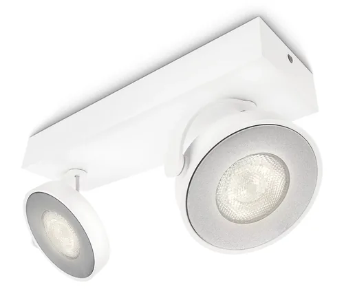 Philips Aufbauspot Clockwork, 2 x 4.5 W, 1000 lm, 2700 K, Weiss - Leuchten Kategorie: Deckenleuchte - Betriebsart: Netzbetrieb - Lampensockel: LED fest verbaut - Farbtemperatur Kelvin: 2700 K - Gesamtleistung: 9 W - Farbwiedergabeindex CRI: 80