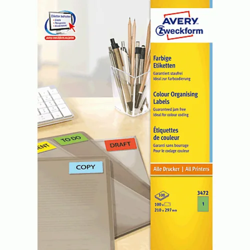 AVERY ZWECKFORM Etiketten A4 3472 grün 100 Stück