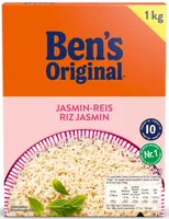 Ben's Original Reis Jasmin 1 kg - Produkttyp: Langkorn - Nährwertangabe pro: 100 g - Energiegehalt (in kj): 577 KJ - Energiegehalt (in kcal): 136 Kcal - Fett: 0.1 g - Gesättigte Fettsäuren: 0 g