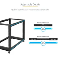 12U SERVER RACK - OPEN FRAME ADJUSTABLE DEPTH 4 POST RACK