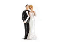 Partydeco Kuchen-Topper Figur Brautpaar Weiss/Schwarz - Material: Acryl - Motiv: Hochzeit - Verpackungseinheit: 1 Stück - Detailfarbe: Weiss - Schwarz
