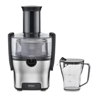 Trisa Entsafter Pure Juice Grau/Silber - Materialtyp: Metall - Material: Edelstahl - Kunststoff - Ausstattung: Einfüllöffnung - Edelstahlmesser - Entsafter - Anti-Rutsch-Füsse - Auffangbehälter - Detailfarbe: Silber - Grau - Gerätetyp: Entsafter - Set: Ne