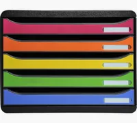 Exacompta Schubladenbox Big Box Plus  Quer, Mehrfarbig - Detailfarbe: Mehrfarbig - Material: Polystyrol (PS) - Anzahl Schubladen: 5
