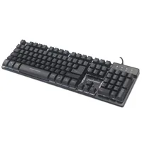 Manhattan Gaming USB Keyboard, Metal Base Edition, 12 Function Keys, Rainbow-LED Backlighting, 19 Anti-Ghost Key Caps, IPX4 (Splashproof) Rating, USB-A, Black, Retail Box (German layout)