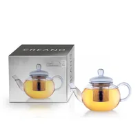 Creano Teekanne 0.8 l, Transparent - Material: Borosilikatglas - Detailfarbe: Transparent - Filtertyp: Edelstahlfilter - Fassungsvermögen: 0.8 l - Kompatible Kochfelder: Manuell - nicht für Kochfelder