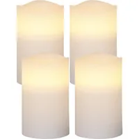 Star Trading LED-Kerzen Set Pillar May Ø 7.5 x 12.5 cm, Weiss, 4 Stk - Betriebsart: Batteriebetrieb - Fernbedienung: Nein - Aussenanwendung: Nein - Höhe: 12.5 cm - Timerfunktion: Ja - Set: Ja