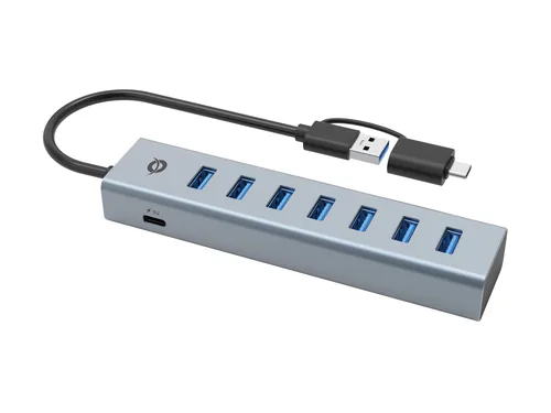 CONCEPTRONIC 7-Port Hub USB-A3.0-C Adap.->7xA3.0 o.Netz. gr