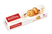 Kambly Guetzli Mandelcaramel 100 g - Produkttyp: Schokolade - Nährwertangabe pro: 100 g - Energiegehalt (in kj): 2245 KJ - Energiegehalt (in kcal): 537 Kcal - Fett: 30 g - Gesättigte Fettsäuren: 11 g
