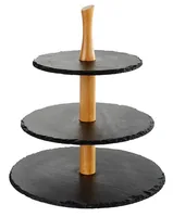 APS 3-stufige Etagère Braun/Schwarz - Produkttyp: Etagere - Materialtyp: Holz - Material: Holz - Schiefer - Detailfarbe: Braun - Schwarz - Anzahl Etagen: 3 × - Stapelbar: Nein