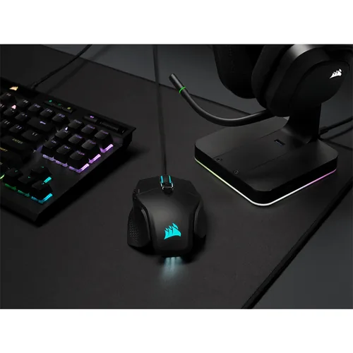 Corsair Gaming-Maus M65 RGB Ultra - Maus Features: Umschaltbare DPI-Auflösung - RGB-Beleuchtung - Daumentaste - Beleuchtung - Herausnehmbare Gewichte - Bedienungsseite: Rechtshänder - Detailfarbe: Lava Schwarz - Schwarz - Gewicht: 97 g - Verbindungsart: V