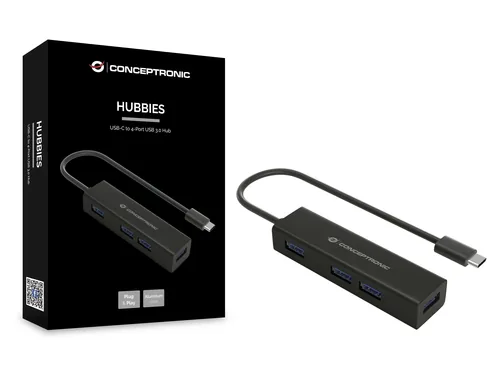 CONCEPTRONIC 4-Port Hub USB-C3.2Gen1->4xA3.0 o.Netz. sw