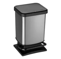 Rotho Treteimer Paso 20 l, Silber - Fassungsvermögen: 20 l - Anzahl Behälter: 1 - Detailfarbe: Silber - Form: Eckig - Material: Recycling Kunststoff