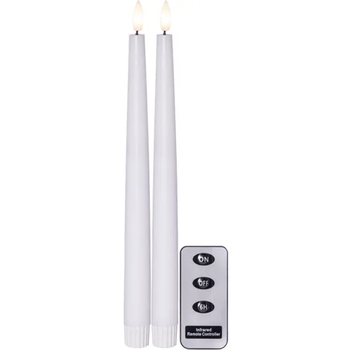 Star Trading LED-Stabkerzen Set Flamme Slim, 2 Stück, Weiss - Betriebsart: Batteriebetrieb - Fernbedienung: Ja - Aussenanwendung: Nein - Höhe: 28.5 cm - Timerfunktion: Ja - Set: Ja