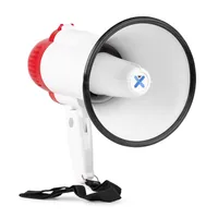 Vonyx Megaphon MEG025 - Nennleistung: 25 W - Prinzip: Aktiv - Einsatzgebiete: Schulen / Aulen - Sportstätte - Ausstattung: Volumenregler - Integrierter Sirenen-Sound - Aufnahme- und Wiedergabefunktion - USB Audio Streaming - Integrierter MP3-Player - Anwe