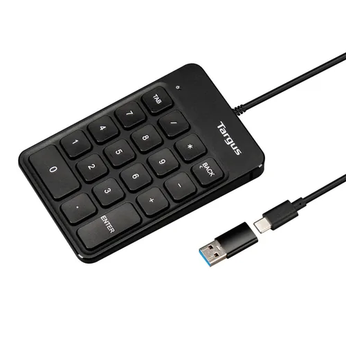 Targus Ziffernblock AKP13GL USB verkabelt - Verbindungsmöglichkeiten: USB Typ-A - USB Typ-C - Detailfarbe: Schwarz