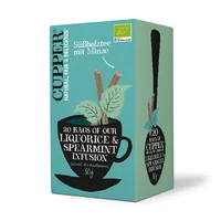 Cupper Teebeutel Bio Süssholztee mit Minze 20 Stück - Teesorte/Infusion: Minze - Süssholzwurzel - Zertifikate: EU BIO - Packungsgrösse: 20 Stück - Fairtrade: Nein - Teeform: Teebeutel - Bio: Ja