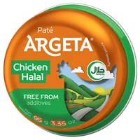 Argeta Hühnerfleisch Halal 4x 95 g - Nährwertangabe pro: 100 g - Energiegehalt (in kj): 1279 KJ - Energiegehalt (in kcal): 309 Kcal - Fett: 29 g - Gesättigte Fettsäuren: 3.6 g - Kohlenhydrate: 2.1 g