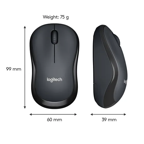 Logitech Maus M220 Silent , kabellos - Maus-Typ: Standard - Maus Features: Ein-/Ausschalter - Silent-Tasten - Scrollrad - Bedienungsseite: Universal - Detailfarbe: Schwarz - Verbindungsart: Kabellos - Schnittstelle: USB-A