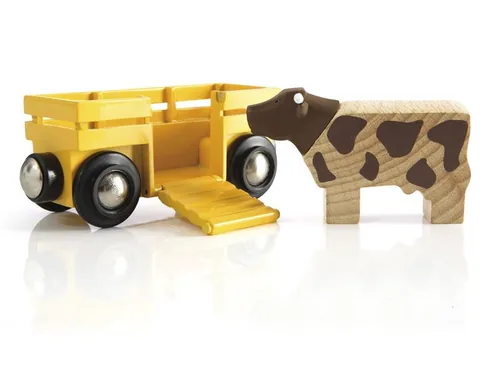 BRIO Eisenbahn Tierwagen mit Kuh - Kategorie: Fahrzeuge & Anhänger - Eisenbahnwagen & Lokomotiven - Altersempfehlung ab: 3 Jahren - Material: Kunststoff - Holz - Eigenschaften: Keine Eigenschaft - Zertifikate: FSC