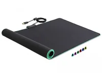 Delock Gaming-Mausmatte 92x30 cm mit RGB-Beleuchtung - Tiefe: 920 mm - Breite: 303 mm - Detailfarbe: Schwarz - Form: Eckig - Höhe: 3 mm - Handgelenkauflage: Nein