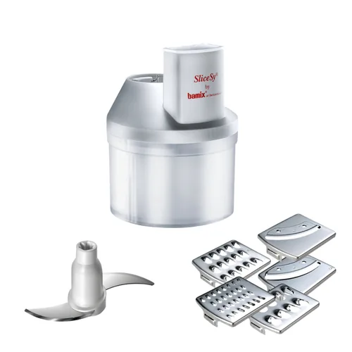Bamix Zerkleinerer-Aufsatz SliceSy Lichtgrau - Zubehörtyp: Stabmixer-Aufsatz - Kompatible Küchenmaschinen: Bamix Stabmixer
