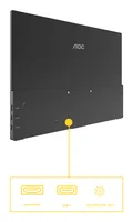 AOC Monitor 16T20E2 - Bildschirmdiagonale in Zoll: 15.6 - Auflösung: 1920 x 1080 (Full HD) - Video-Anschlüsse: Mini-HDMI - USB Typ-C - Anwendungsbereich: Business - Ergonomie: Neigbar - Curved: Nein