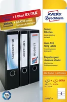 Avery Zweckform Ordneretiketten L4761 192 x 61 mm - Klebehaftung: Permanent - Drucker Kompatibilität: Inkjet - Laser - Anzahl Blatt: 25 × - Papierformat: A4 - Anzahl Etiketten: 100 - Etikettentyp: Ordner-Etiketten