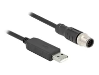 Delock M12 Serielles Anschlusskabel mit FTDI Chipsatz, USB 2.0 Typ-A Stecker zu M12 RS-232 Stecker A-kodiert 8 Pin 1,8 m schwarz