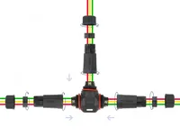 Delock Verbindungsmuffe IP68, T-Stück, 3 Pin, 4.5 - 7.5 mm schwarz - Breite: 25 mm - Länge: 114 mm - Tiefe: 25 mm - Schutzklasse: IP68 - Montage: Aufputz - E-Nr.: 999999999