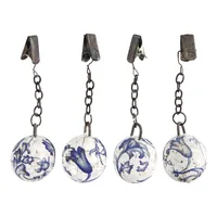 Esschert Design Tischtuchbeschwerer  4 Stück - Material: Keramik - Metall - Eigenschaften: Keine Eigenschaft - Breite: 3.2 cm - Länge: 3 cm - Motiv: Muster & Ornament - Detailfarbe: Weiss - Blau