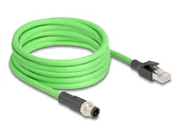 Delock M12 Kabel D-kodiert 4 Pin Stecker zu RJ45 Stecker PUR (TPU) 1 m