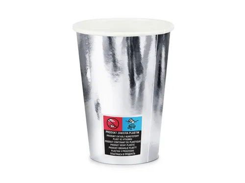 Partydeco Einwegbecher Uni 220 ml, 6 Stück, Silber - Produkttyp: Einwegbecher - Materialtyp: Papier - Material: Pappe - Detailfarbe: Silber - Verpackungseinheit: 6 Stück