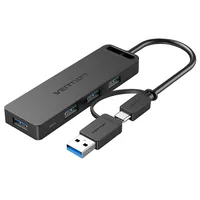 Vention CHTBB interface hub USB 3.2 Gen 1 (3.1 Gen 1) Type-A + Type-C 5000 Mbit/s Black
