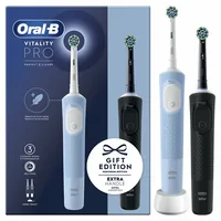 Oral-B Vitality Pro D103 Duo, Elektrische Zahnbürste (schwarz/blau, Black/Blue, inkl. 2. Handstück)