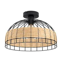 EGLO Leuchten Deckenleuchte ANWICK 1x E27, Schwarz/Natur - Leuchten Kategorie: Deckenleuchte - Betriebsart: Netzbetrieb - Lampensockel: E27 - Farbtemperatur Kelvin: Je nach Leuchtmittel - Dimmbar: dimmbar - Farbwiedergabeindex CRI: 0