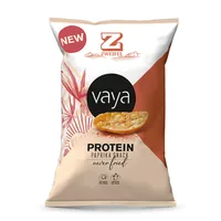 Zweifel Chips Vaya Protein Paprika 80 g - Produkttyp: Paprika & Scharfe Chips - Nährwertangabe pro: 100 g - Energiegehalt (in kj): 1783 KJ - Energiegehalt (in kcal): 424 Kcal - Fett: 12 g - Gesättigte Fettsäuren: 1 g