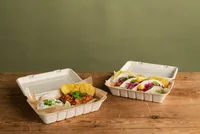 BioPak Menübox 850 ml Braun ungeteilt, 50 Stück - Detailfarbe: Braun - Materialtyp: Pflanzliche Faser - Material: Zuckerrohrpulpe (Bagasse) - Verpackungseinheit: 50 Stück
