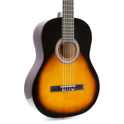 MAX Konzertgitarre SoloArt Set Sunburst - Griffbrett: Ahorn - Decke: Linde - Decke massiv: Nein - Gitarrengrösse: 4/4 - Mensur: 65 cm - Ausführung: Rechtshänder
