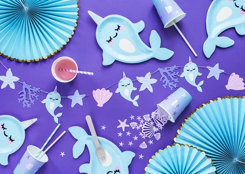 Partydeco Einwegteller Narwal 6 Stück - Produkttyp: Einwegteller - Materialtyp: Papier - Material: Pappe - Detailfarbe: Blau - Verpackungseinheit: 6 Stück