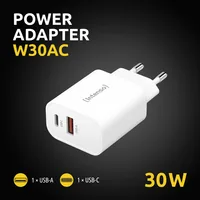 Intenso Power Adapter 1x USB-A1x USB-C 30W White