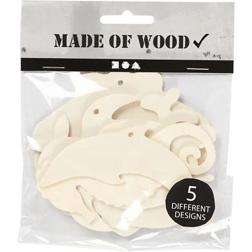Creativ Company Holzkleinteile Meerestiere 5 Stück, Nature - Breite: 10 cm - 5 cm - Höhe: 5 cm - 10 cm - Länge: 5 cm - 10 cm - Produkttyp: Holzfigur