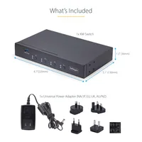 STARTECH.COM 4-Port KM Switch mit Maus-Roaming USB 3.0 Umschalter Tastatur und Maus Switch 3,5mm/USB Audio TAA Konform