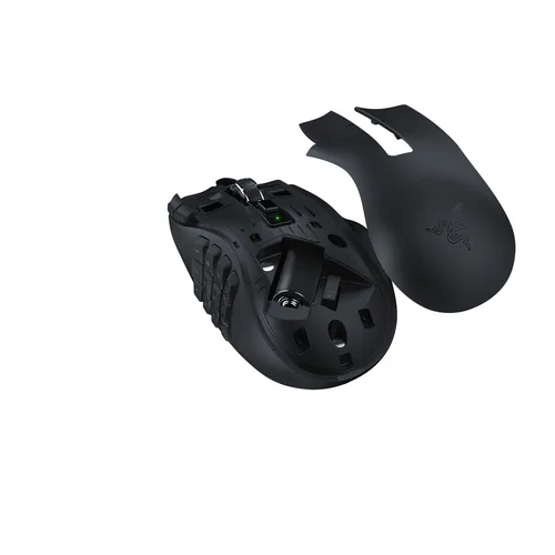 Razer Gaming-Maus Naga V2 HyperSpeed - Maus Features: Umschaltbare DPI-Auflösung - Programmierbare Tasten - Integrierter Speicher - Hyperschnelles Scrollen - Bedienungsseite: Rechtshänder - Detailfarbe: Schwarz - Gewicht: 120 g - 95 g - Verbindungsart: Ka