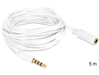 Delock Audio-Kabel 3.5 mm Klinke - 3.5 mm Klinke 5 m - Kabeltyp: Verlängerungskabel - Audiokanäle: Stereo - Audioanschluss Seite A: 3.5 mm Klinke - Audioanschluss Seite B: 3.5 mm Klinke - Detailfarbe: Weiss - Länge: 5 m