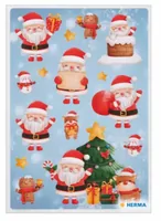 Herma Stickers Weihnachtssticker Weihnachtsmann 3 Blatt / 45 Sticker - Verpackungseinheit: 1 Stück - Material: Papier - Detailfarbe: Rot - Mehrfarbig - Produkttyp: Weihnachtssticker