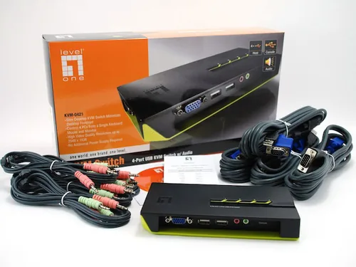 LevelOne KVM-Switch 4 PC VGA+USB+Audio